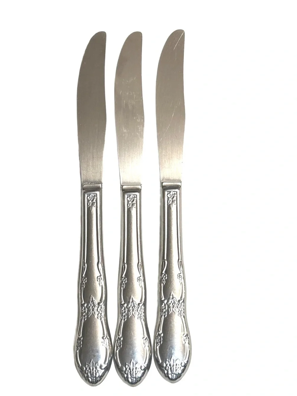 Set of 3 Vintage Stainless Steel Oneida Fenway (Daydream) Dinner Knives